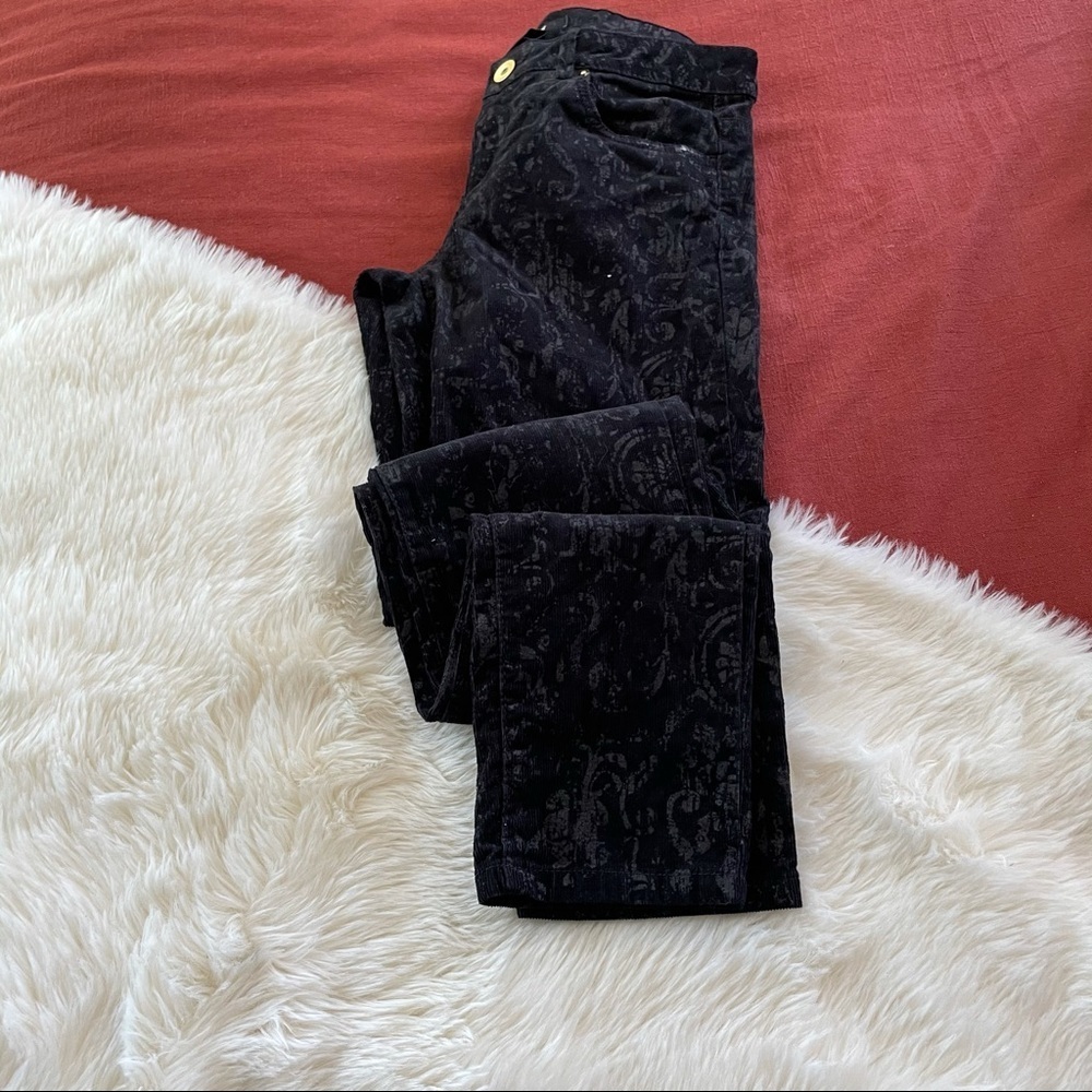 Black Paisley Velvet Pants - Women's